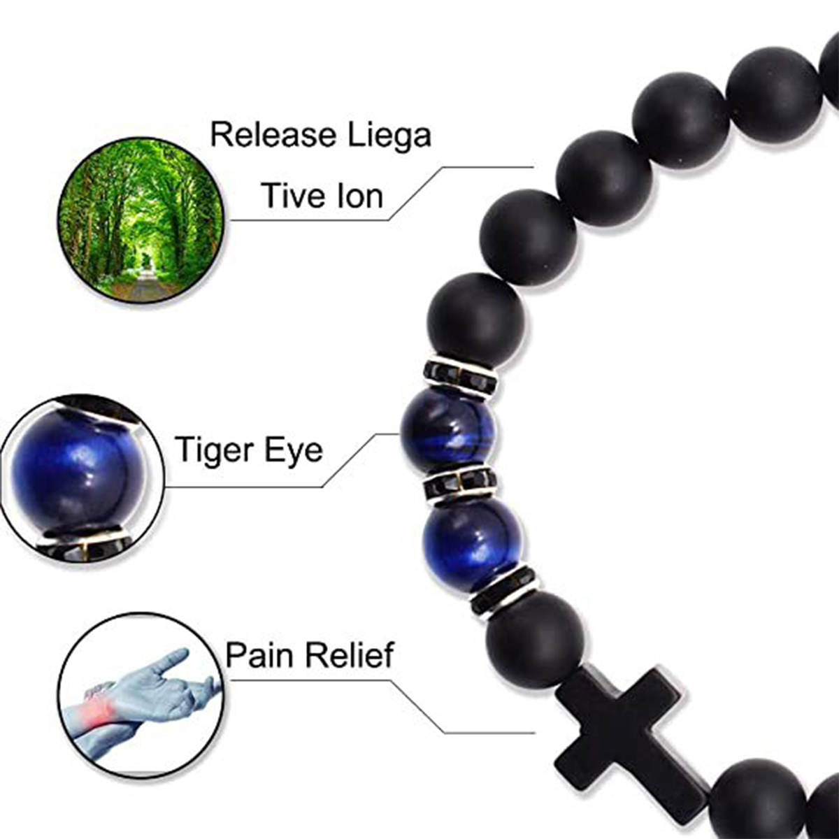 Beaded bracelet Hot selling cross bracelet men's tiger eye stone jewelry women's high-end bracelet natural stone matching
