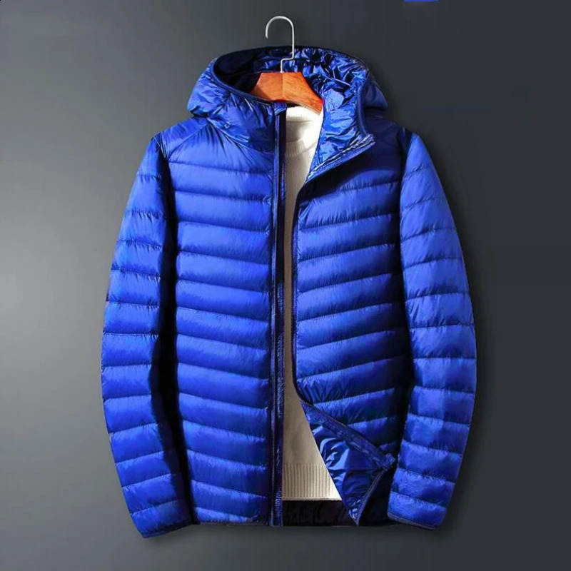 S-6XL Man Duck Down Jacket Ultra Light Spring Hooded Jackets Men Portable Outerwear Waterproof Windbreak Coat 240911