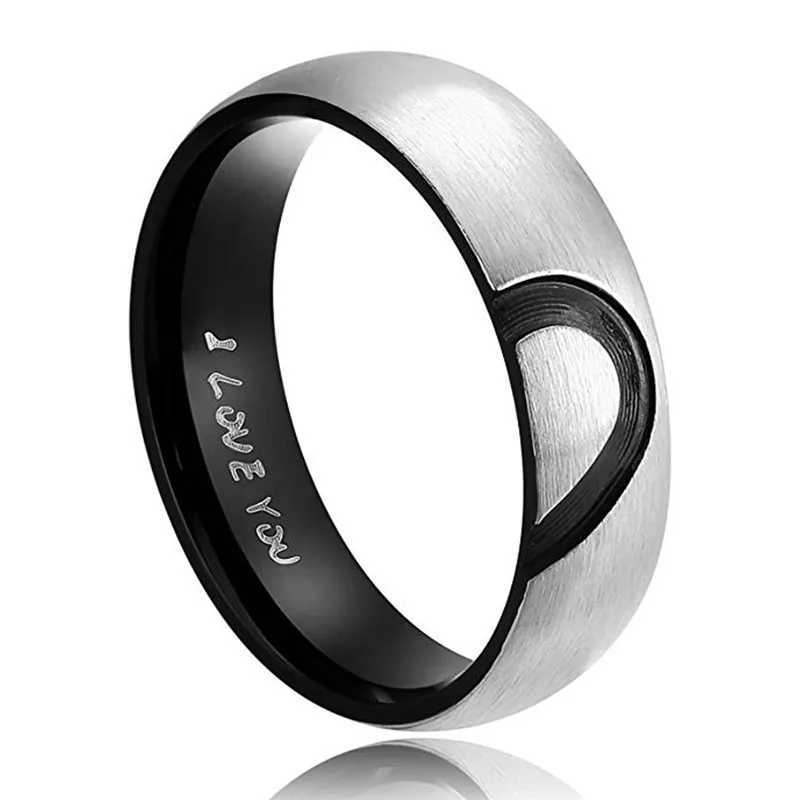 Fashion His and Her New Titanium Steel Heart Shape Matching Set Real Love Couples Wedding Band Jewelry GiftX240921