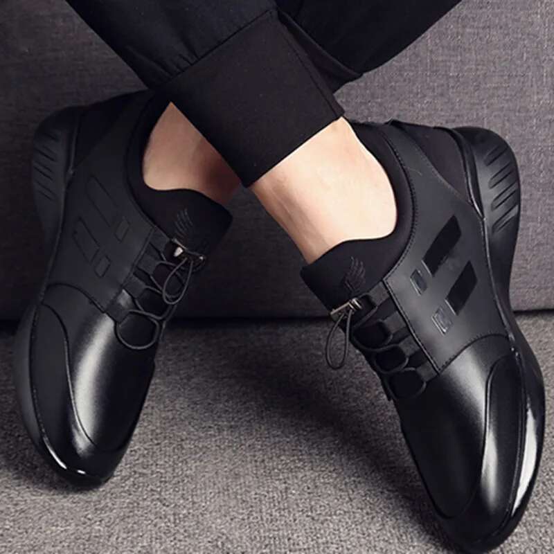 Mens Sneakers Lightweight Running Rubber Males Breathable New Vulcanize for Men Height Increase Leather Shoes