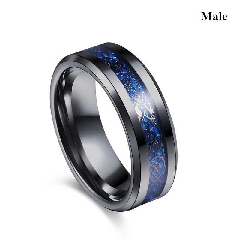 Charm Couple Rings Men Stainless Steel Celtic Dragon Ring Black Zircon Womens Wedding Band Rings Set Valentines Day JewelryX240921
