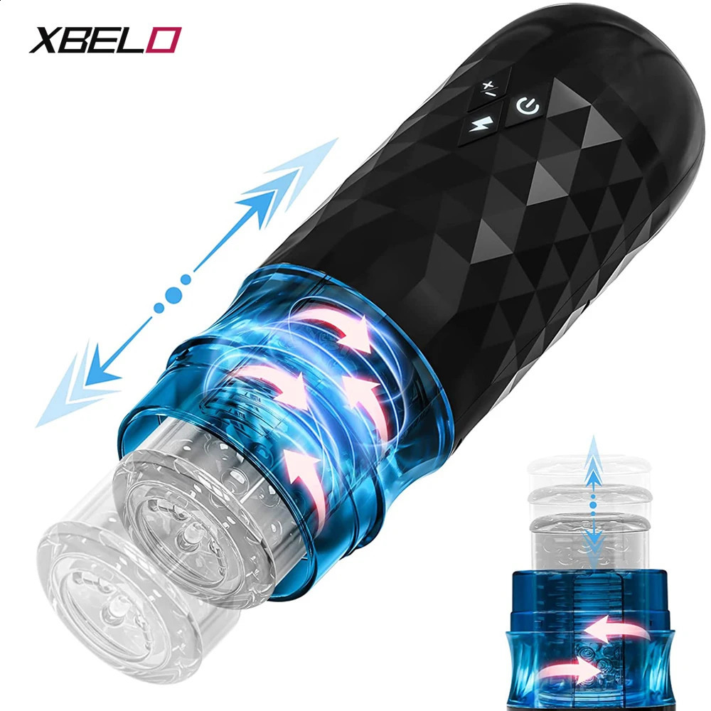 Automatic Telescopic Rotation Male Masturbator Silicone Vagina Real Pronunciation Masturbation Cup Sex Toys for Adults Men 18 240914