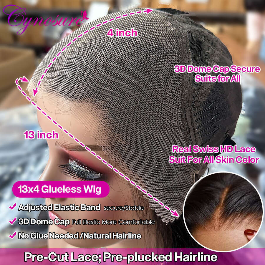 Cynosure 13x4 Glueless Ready to Wear Pre plucked Brazilian Straight Lace Front Wigs For Women Human Hair Wig