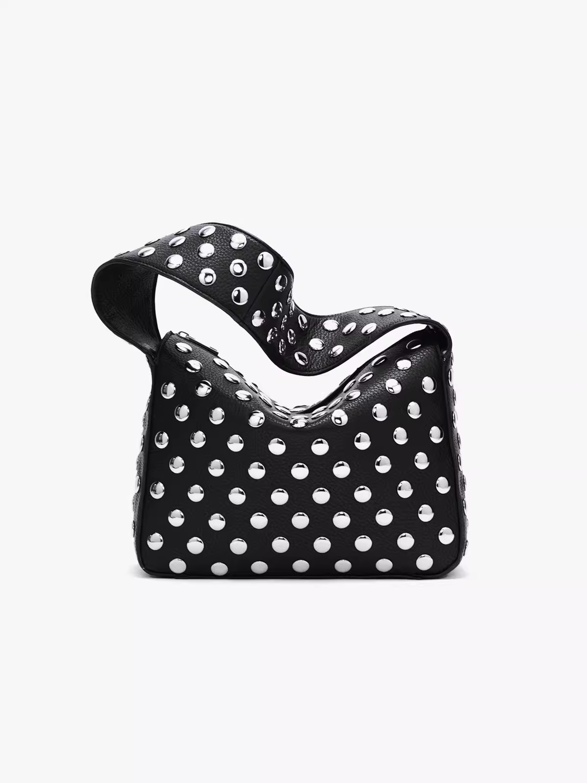 Hiatus Niche Design Kong Xiaozheninssame European And American Style Rivet Armpit Shoulder Bag Black Metal Motorcycle