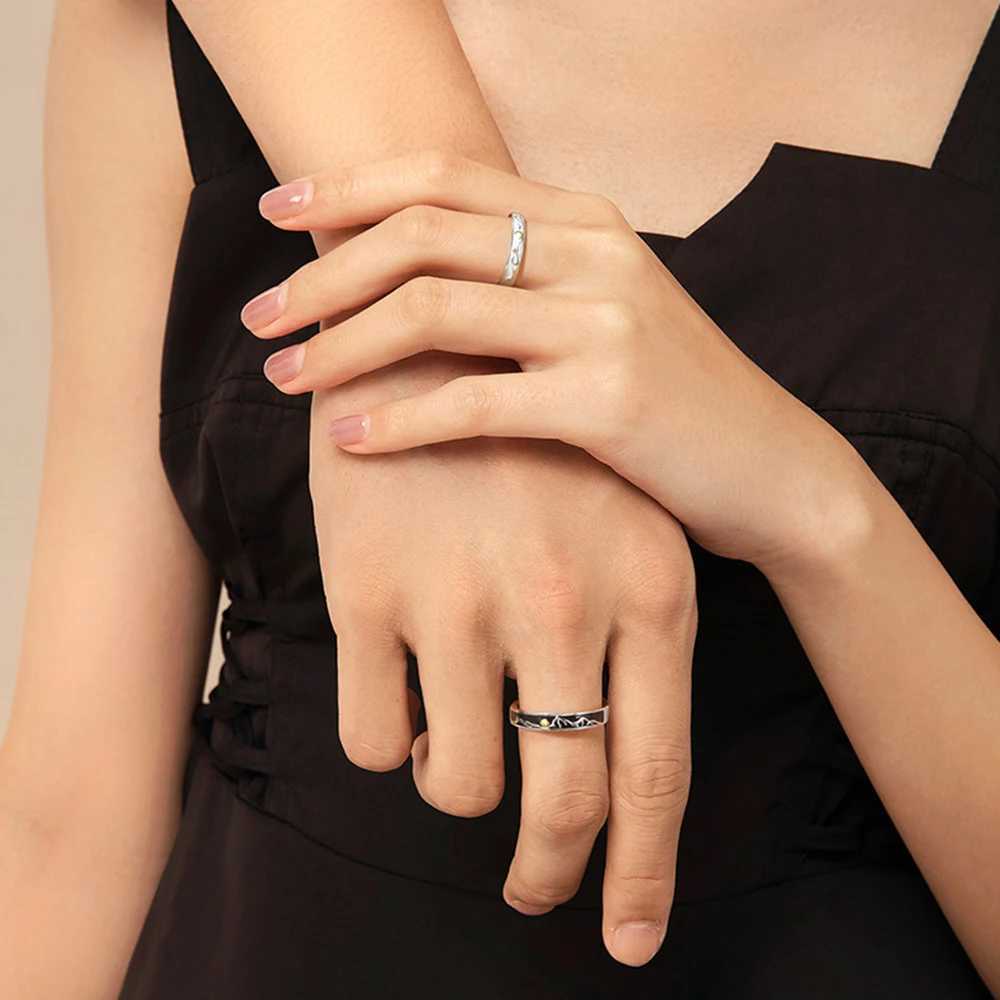 Fashion Sun and Moon Couple Ring Open Adjustable Ring For Woman Men Lover Anniversary Gifts JewelryX240921
