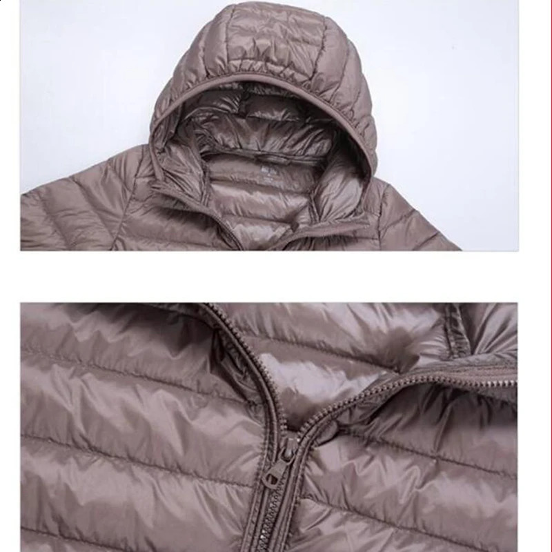 Winter down jacket womens short jacket ultra-thin hooded warm thin white duck down jacket Parka womens jacket 240913