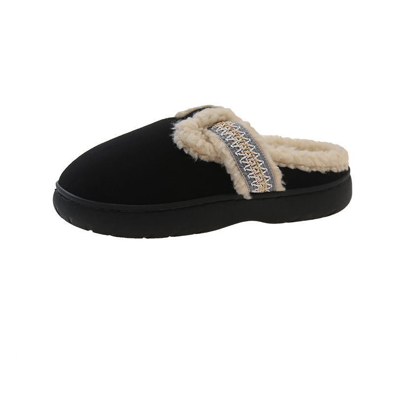2024 new free shipping cotton Slippers mop suitable for women's thick bottomed height increasing cotton mop with plush insulation