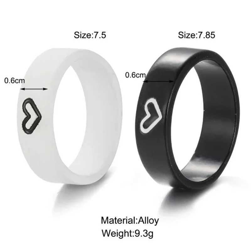 1/2Pcs Love Heart Matching Anniversary Couples Stuff Rings Ins Net Red for Women Men Valentines Day Aesthetic Jewelry Gift SetX240921