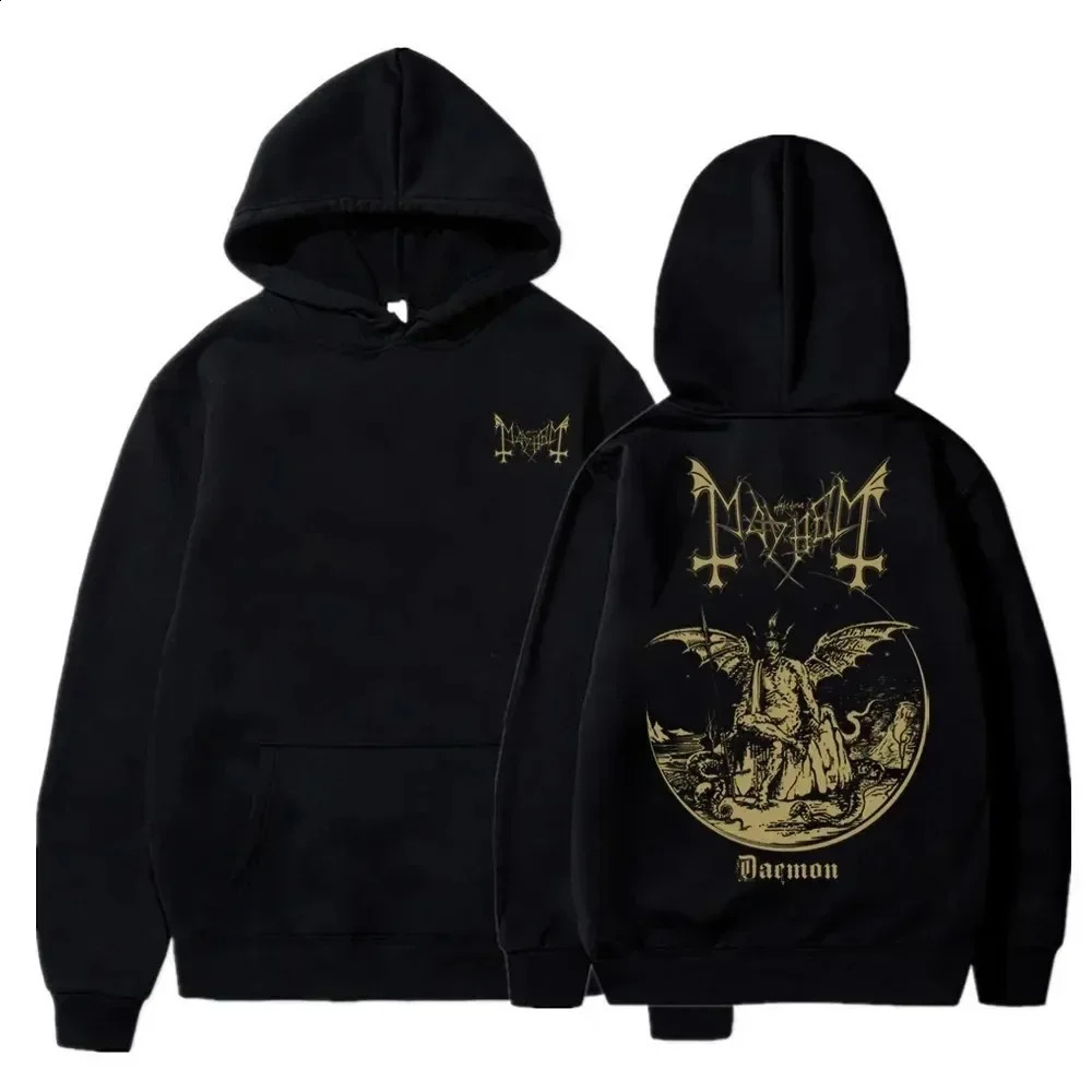 Mens Clothing Pullover Hoodies Mayhem Black Metal Graphic Printing Sweatshirts 100 Cotton Casual Tops Streetwear 240921