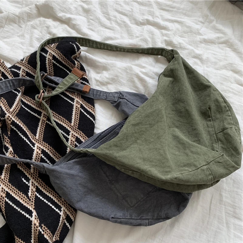 Retro Canvas Crossbody Dumpling Bags Casual Women Korean Simple Versatile Shoulder Bag Fashion Bolsas Female 240918