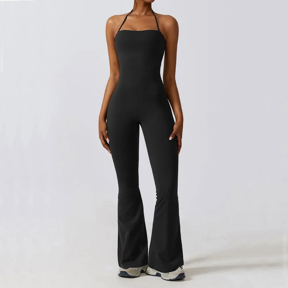 Yoga Set Jumpsuits Womens Tracksuit One Piece Workout Rompers Sportswear Gym Set Workout Clothes for Women Push Up Flared Pants 240914