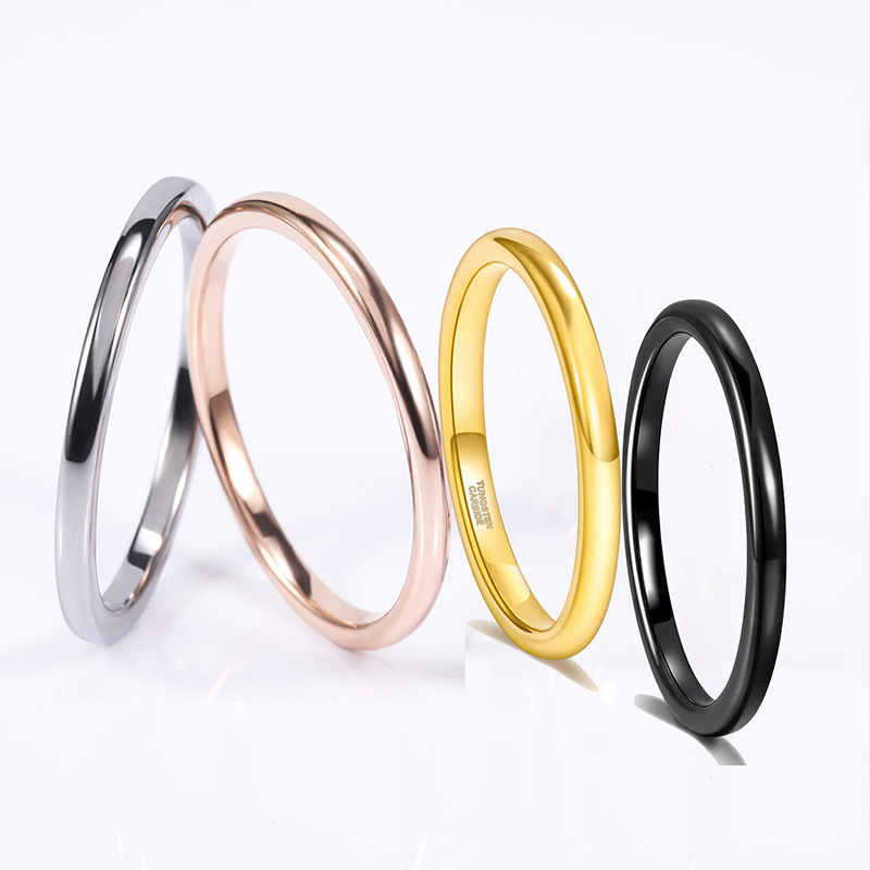 Classic polished comfortable hemispherical ring 2mm wide women's slim plain ring ring Free shipping