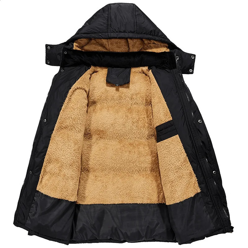 Winter Thick Men Outdoor Parka Coat Plus Size Fur Linner Warm Jacket Male Big Pockets Snow Windbreak Outwear Sport Parkas 240911