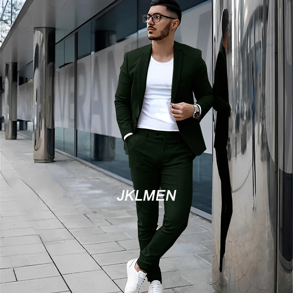 Grey mens 2-piece summer casual jacket pants formal wedding evening dress grooms clothing custom color jacket XS-5XL 240921