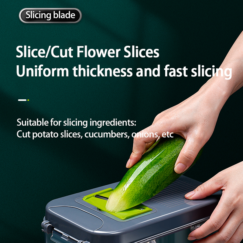 Stainless steel vegetable cutter household potato julienne grater multi-function cucumber scrubber comes with draining basket