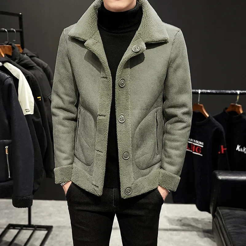 Warm Men's Granular Fabric Reversible Wool Plus High Quality S-4Xl Men Winter Jacket