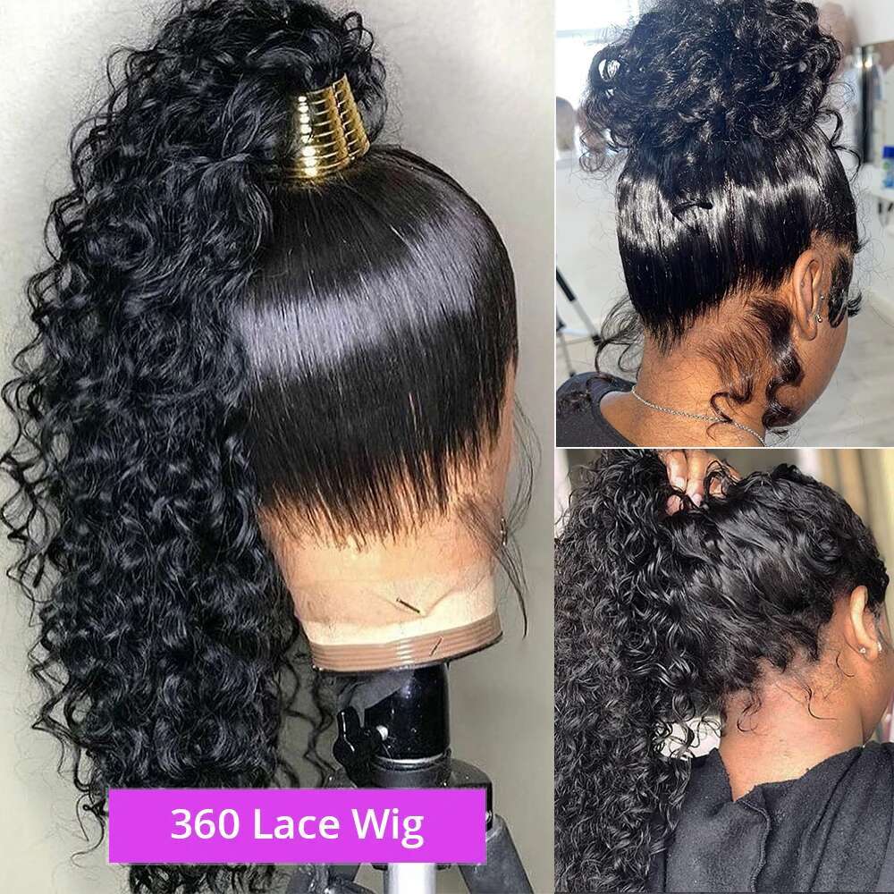 250 Density 360 Full Pre Plucked Deep Front Human Hair Wigs Curly HD Transparent Lace frontal Wig