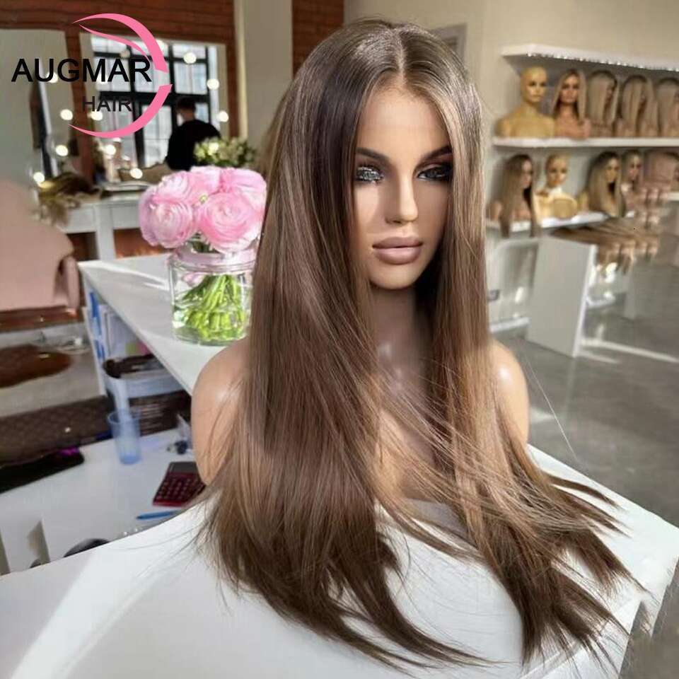 Transparent Chesut Brown Wigs Highlight Straight HD Frontal 13x6 360 Lace Front Wig Human Hair