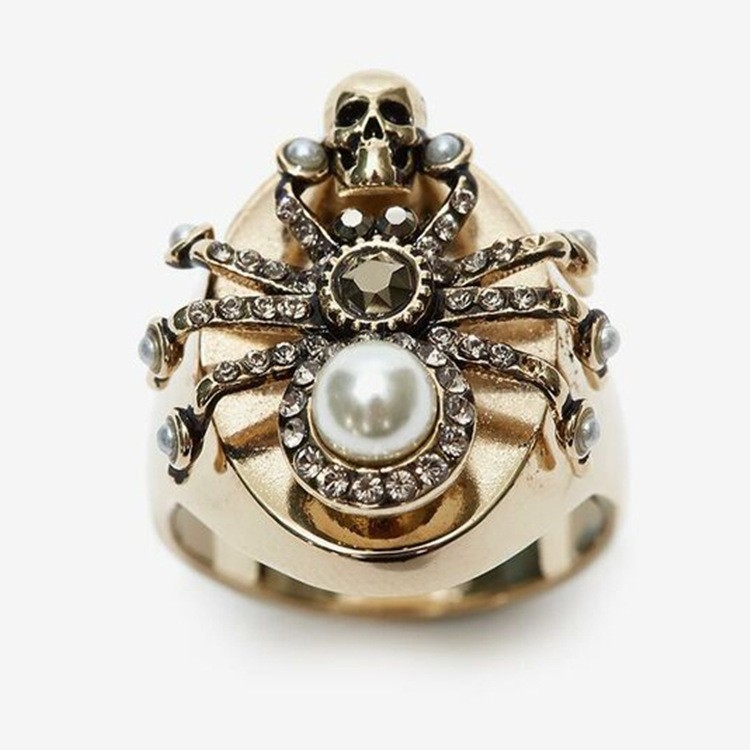Zinc alloy mechanical skull ring for men European and American pop punk style Mosaic ring