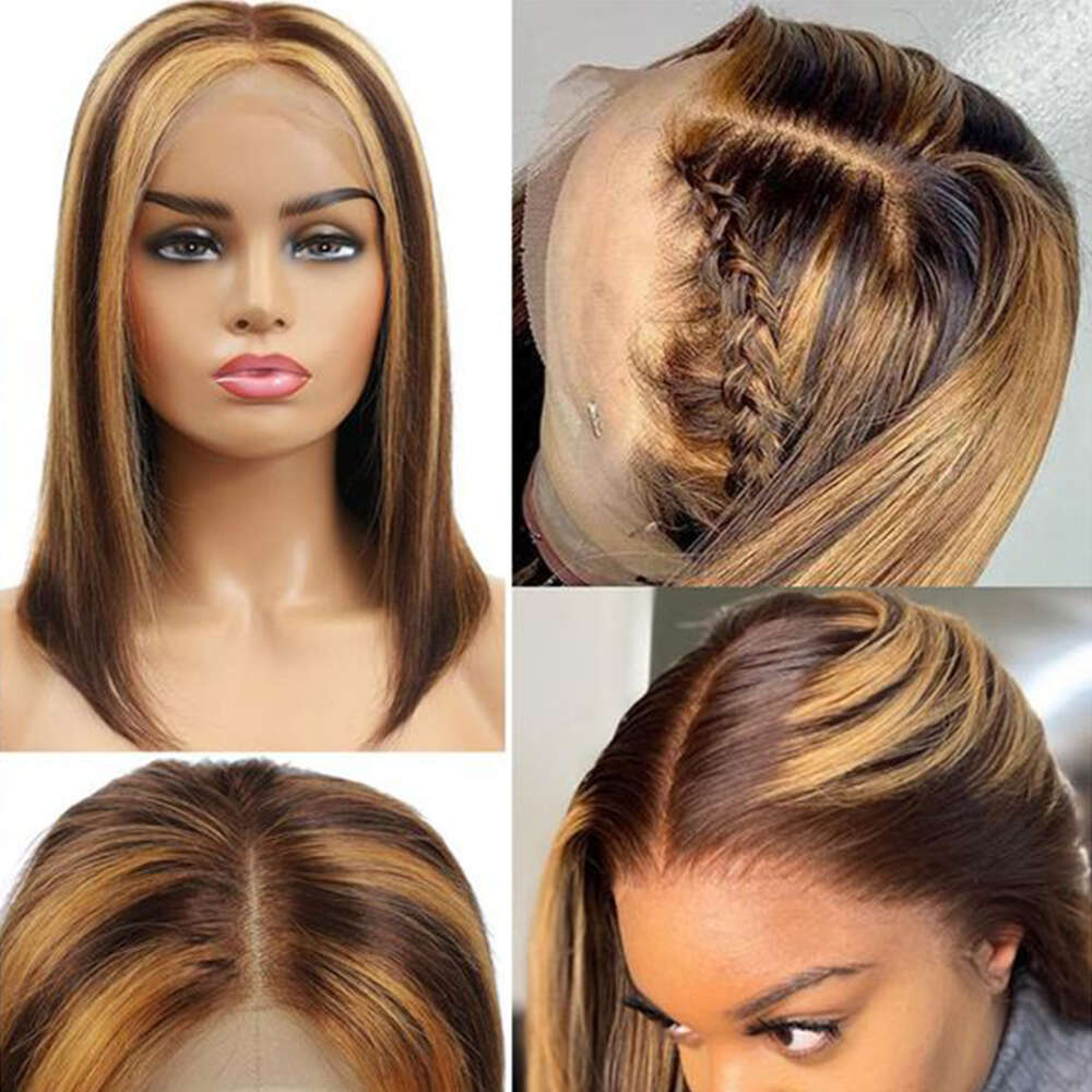 Highlight Straight Frontal Colored Human Hair Wigs 30 Inch Lace Front Wig