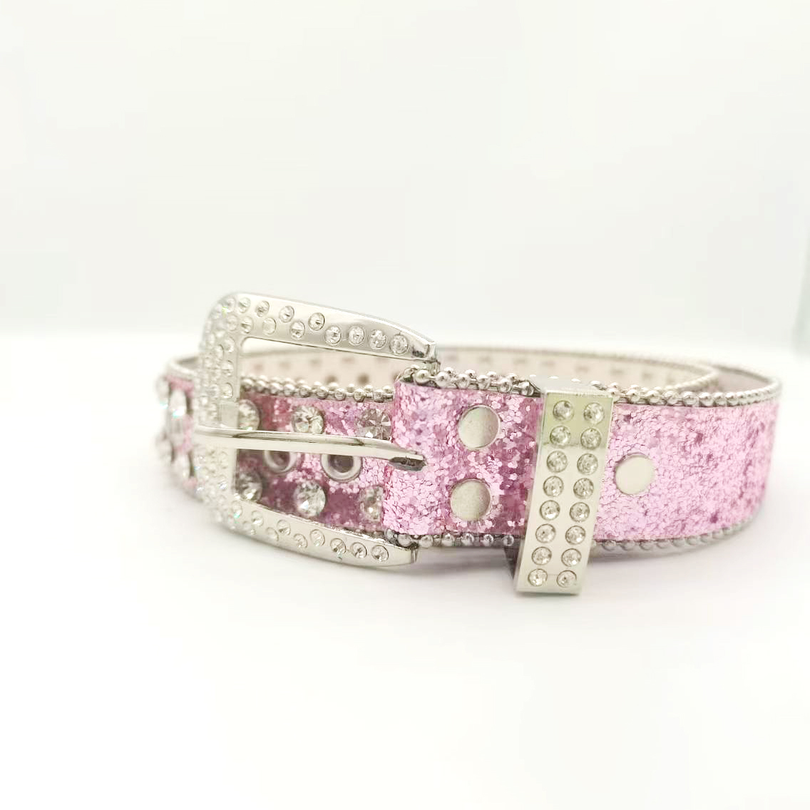 Luxury Rhinestone Designer Diamond Acrylic Crystal Shinny Fashion Unique Design Cowboy Leather Skull Belt For Lady