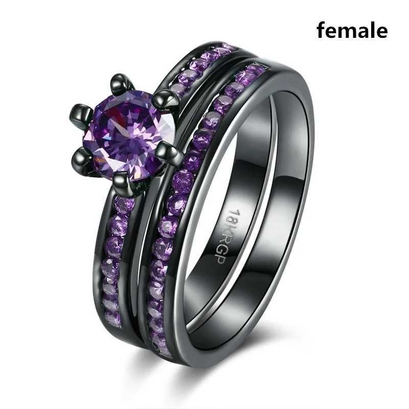 Couple Ring Stainless Steel Colorful Rings For Women Purple Crystal Bands Wedding Engagement Jewelry Accessories Free ShippingX240921