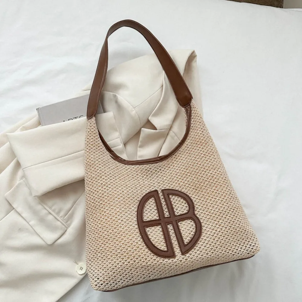 Large Capacity Retro Straw Bag Woven Beach Bag TLXT Trendy Lady Designer Shoulder Bag Underarm Bag Daily Shopping Bag Totes