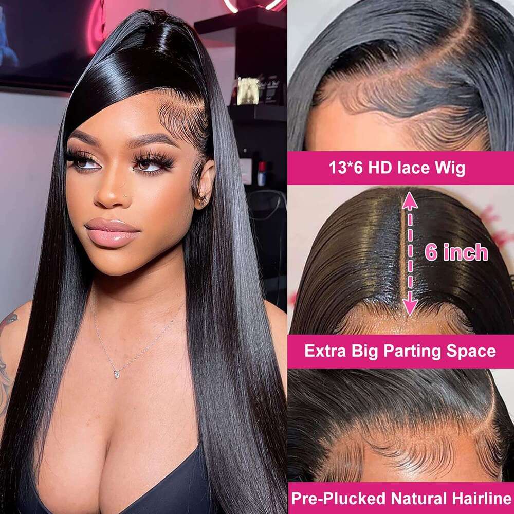 PerisModa 15A 13x6 Full HD TransParent Frontal Wigs Straight Lace Front Human Wig Pre Plucked 180% Brazilian Remy Hair