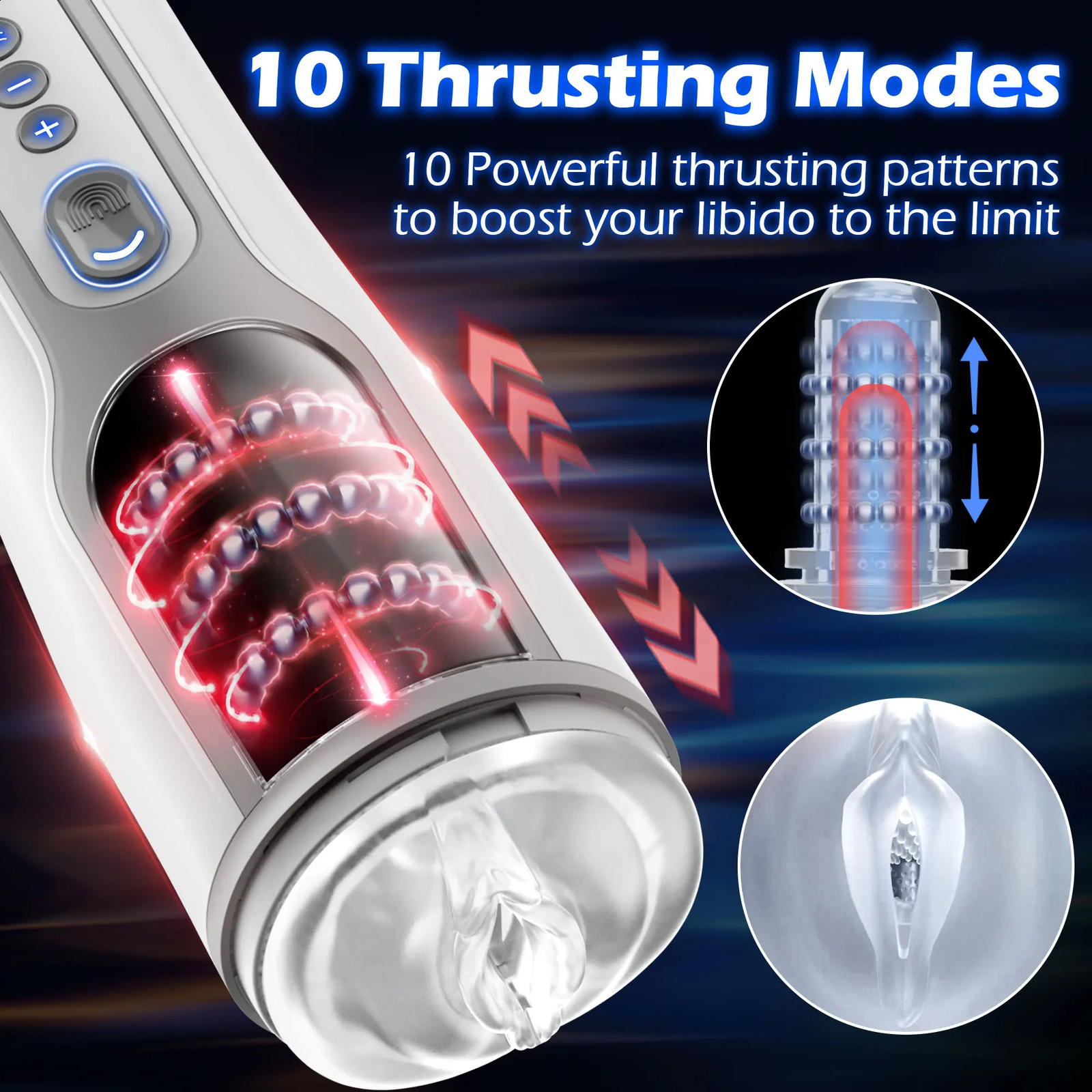 Kushor Automatic Male Masturbator 3D Realistic Vagina Masturbation Cup Telescopic Rotation Sex Toys for Men Adult Products 18 240914