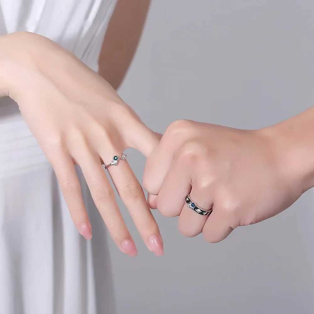 Astronaut couple ring a pair of trendy personality open rings birthday gifts astronauts simple romantic pair ringsX240921