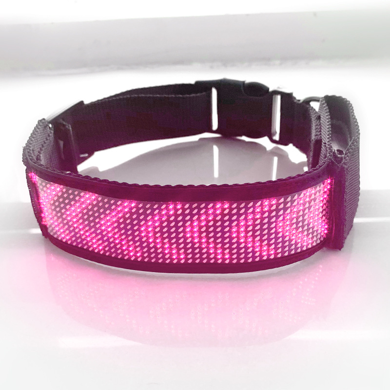 Halloween LED collar display phone control monochrome pet collar leash dog light Bluetooth collar