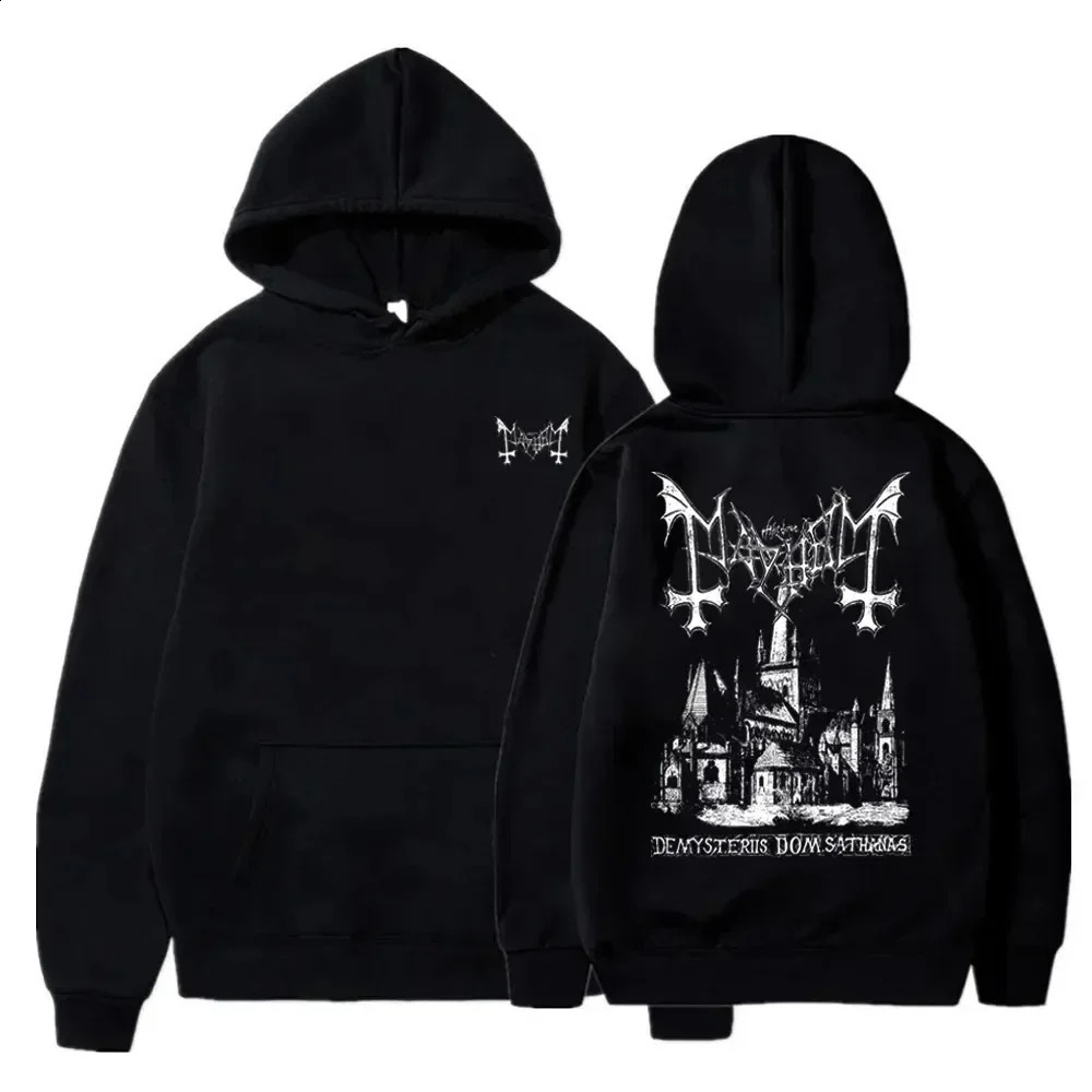 Mens Clothing Pullover Hoodies Mayhem Black Metal Graphic Printing Sweatshirts 100 Cotton Casual Tops Streetwear 240921