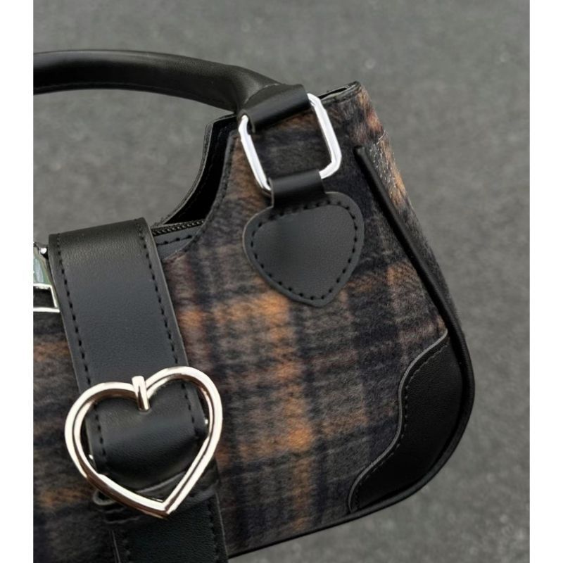 Retro College Style Wool Plaid Handbag 2025 New Fashion Designer High quality Underarm Tote Bag Trendy Single Shoulder Cross Bag Hip hop Casual Storag
