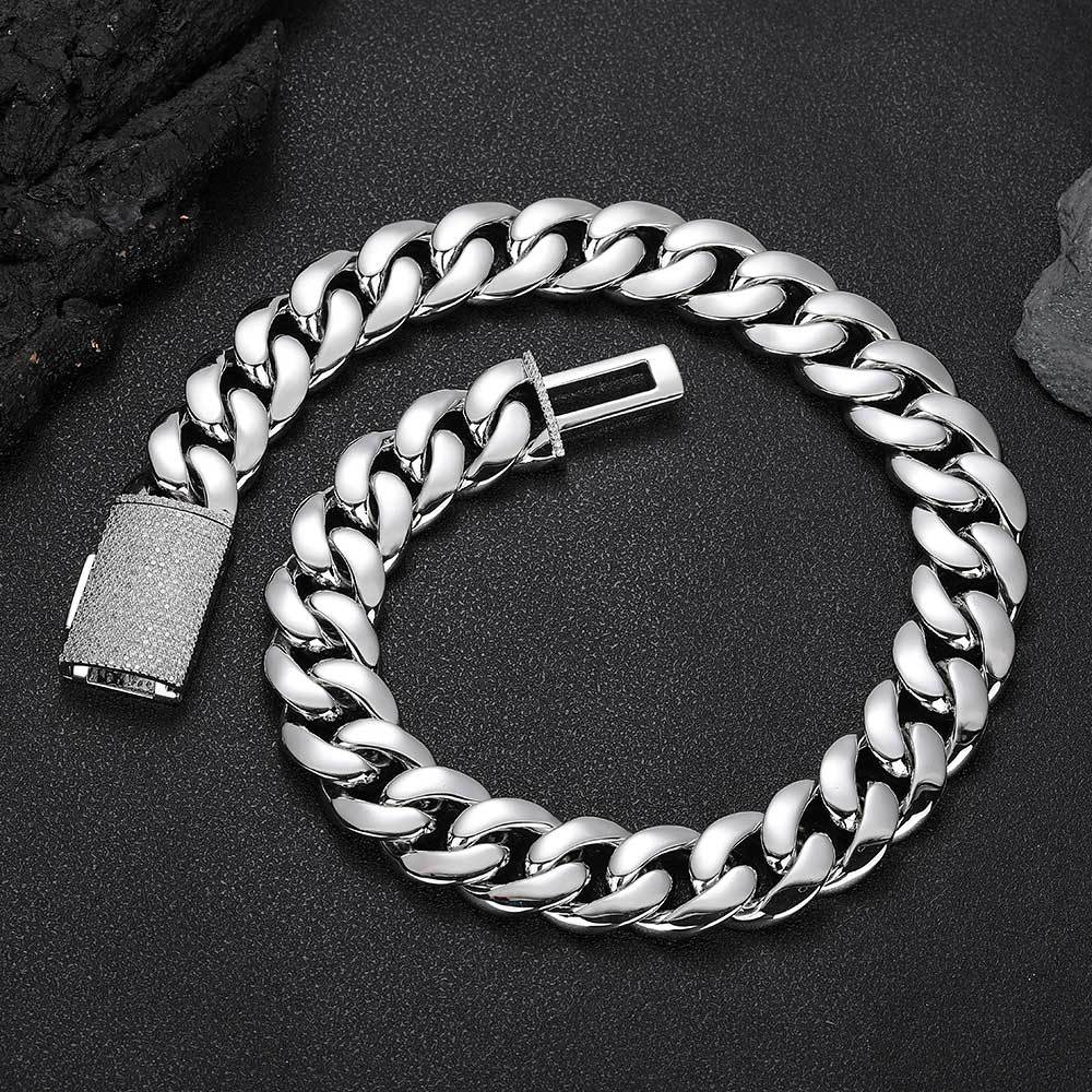 6mm-22mm Hip Hop Heavy Large Miami Cuban Link Chain Mens Necklace 18k Real Gold Plated 5A Zircon Clasp Mens Jewelry