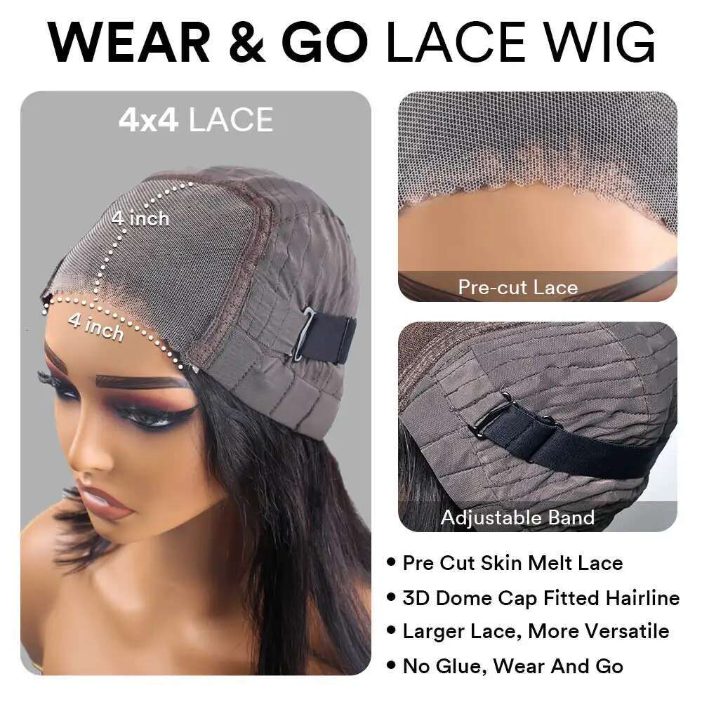Wear To Go Inspired Layers With Curtain Bang Light Yaki 4x4 Lace Closure Glueless Human Hair Wigs For Black Women 34 Inches