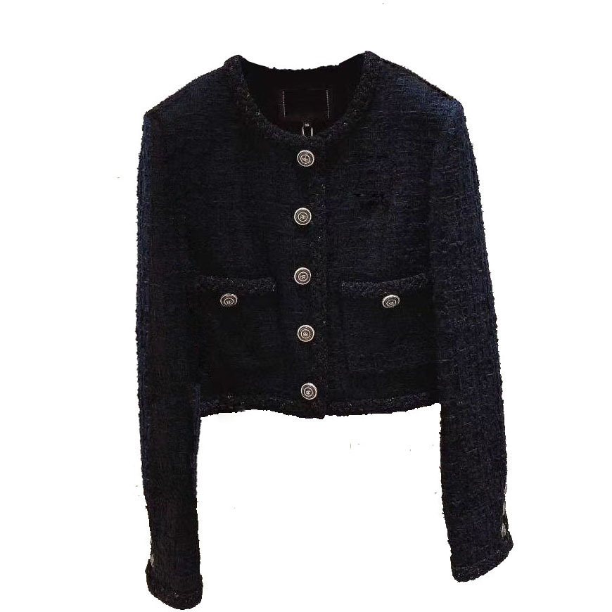 Xiaoxiangfeng Shen Mengchen Black Coat Women's Design Sense 2024 Autumn New Short Style socialite versatile floral top