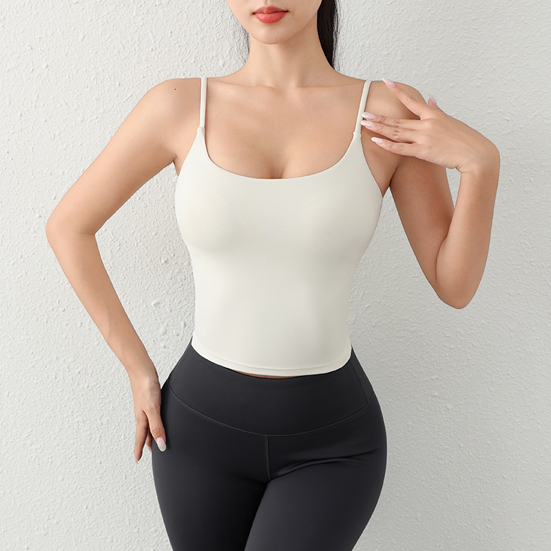 Strap Top Fixed Chest Pad Integrated Cover With Milk Antibacterial Fabric Deep U Beautiful Back Yoga Vest
