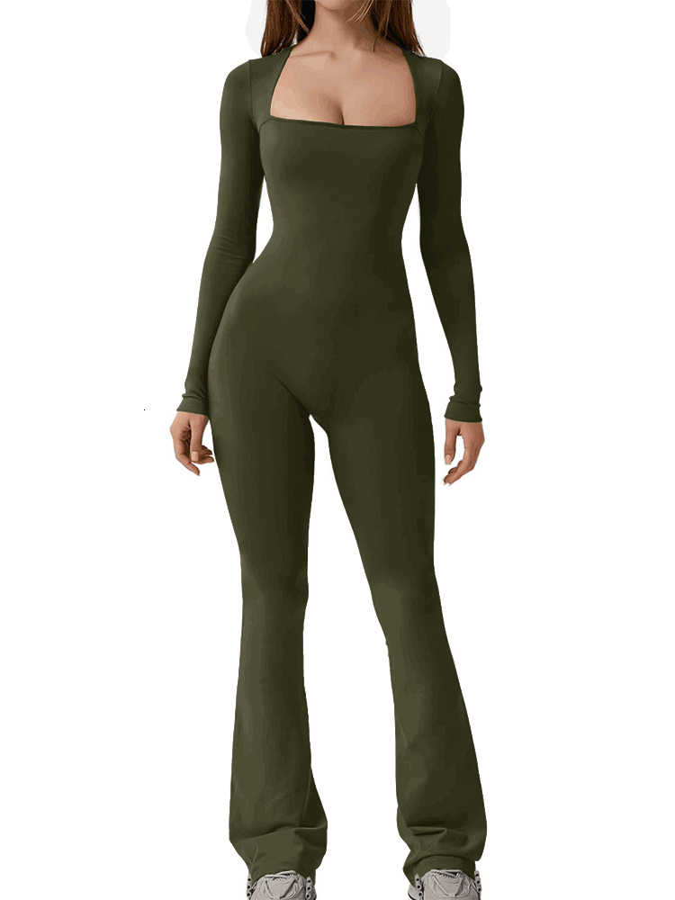 2024 New Popular Women Wide Leg Yoga Bodysuit Outfit One Piece Gym Fiess High Quality Sport Long Sleeve Plus Size Jumpsuit