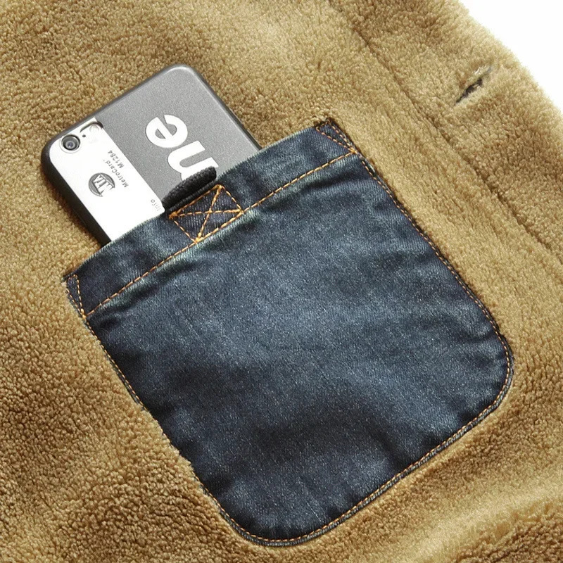 Winter Men's Denim High-Quality Wool Thick Thermal Coat Multi Pocket Large Size Loose Casual Plush Bomber Jacket L-7Xl