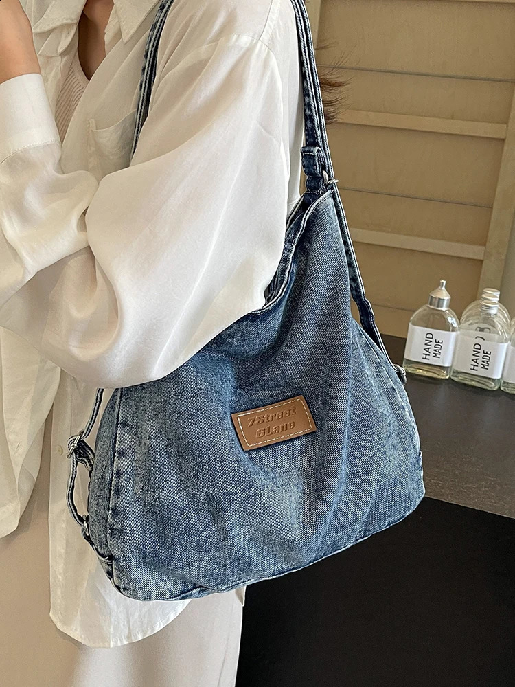 Denim shoulder bag womens cross body casual handbag and wallet trend clutch messenger 240920
