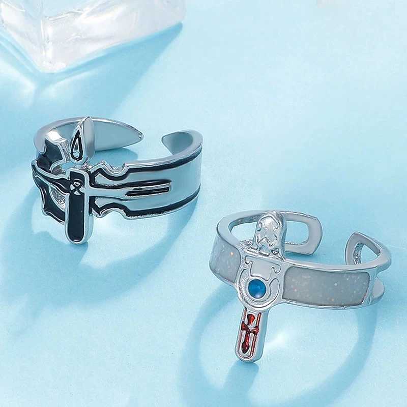 Sword Art Online Retro Kirito Asuna Cross Metal Ring Fashion Men and Women Couple RingsX240921