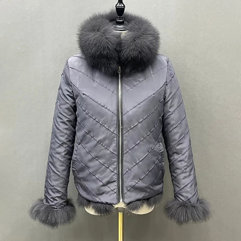 Women Fox Fur Coats Winter Thick Warm Reversible Coat Double Side Jacket Natural Fur Jackets 240911