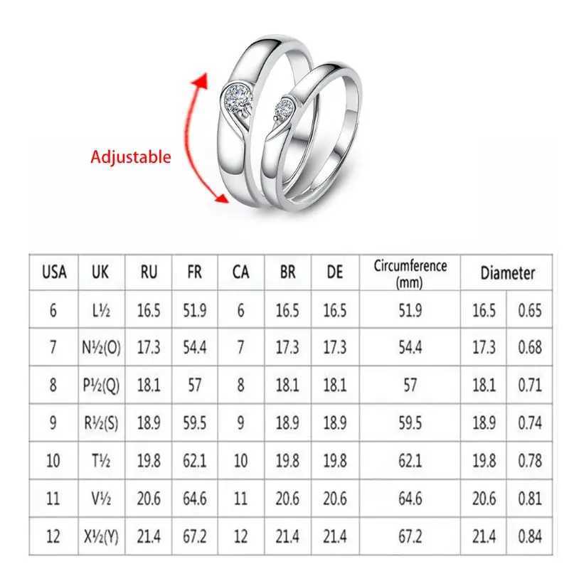 His and Her Heart Couple Rings Adjustable Lover Rings Engagement Wedding Rings Band Friendship Matching Rings GiftX240921