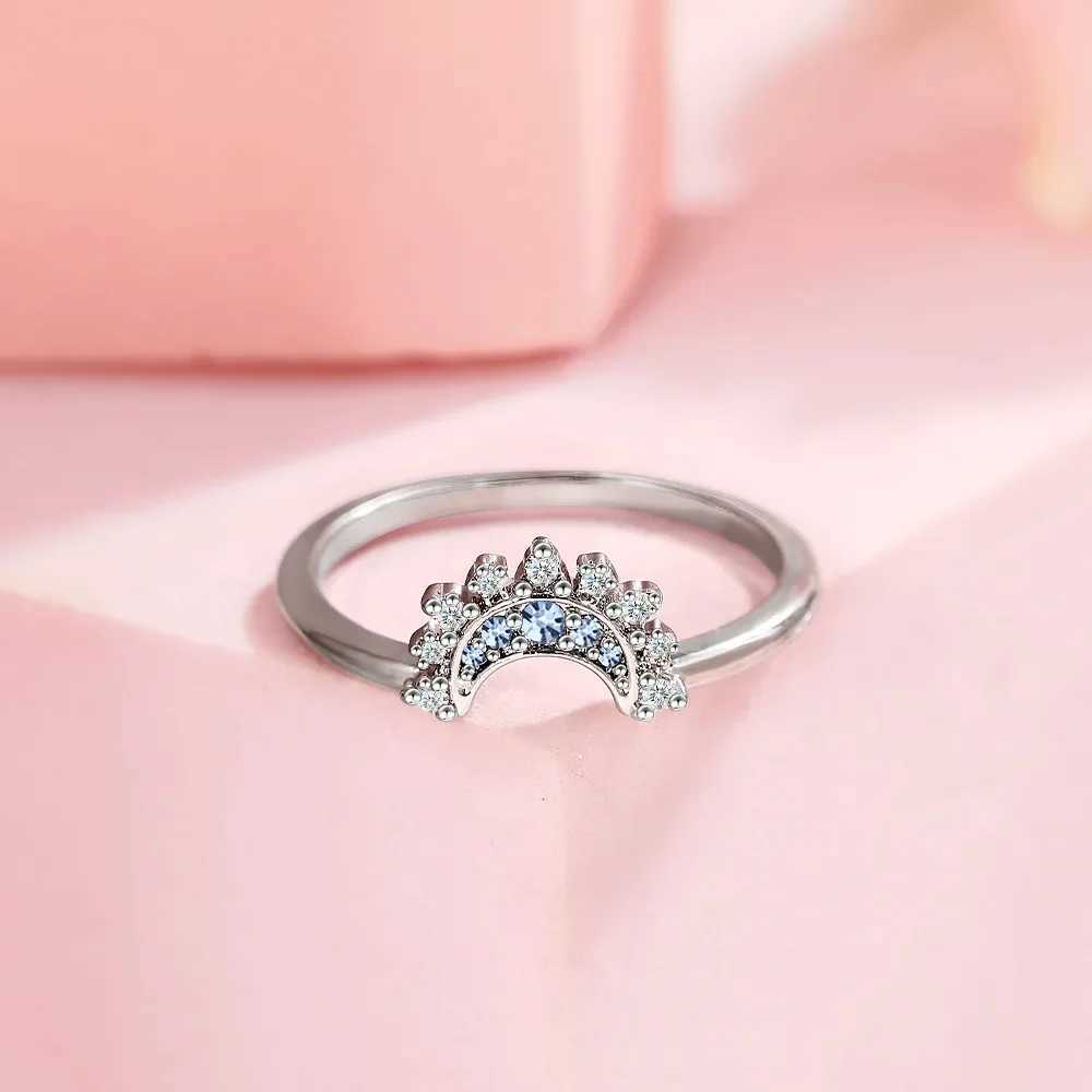 YILUOCD 925 Sterling Silver Sun and Moon Ring Set for Women Sparkling Cubic Zirconia Stackable Rings Promise Couple Fine JewelryX240921