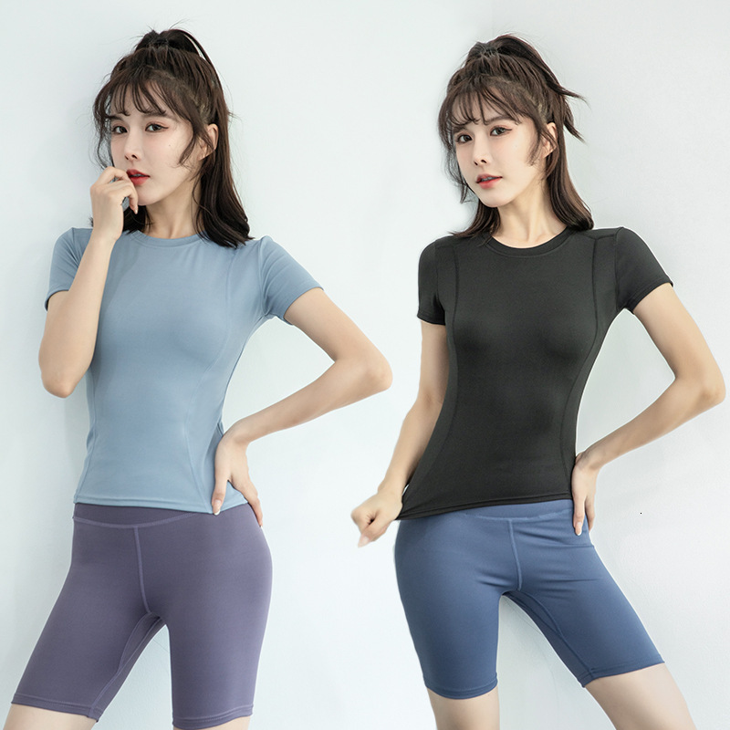 2024 New Women's Sports Fiess Suit Running Slimming Tight Yoga Short Sleeved T-Shirt
