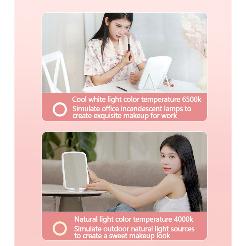 Factory direct LED make-up mirror rotatable desktop mirror desktop beauty mirror dormitory carry-on make-up mirror