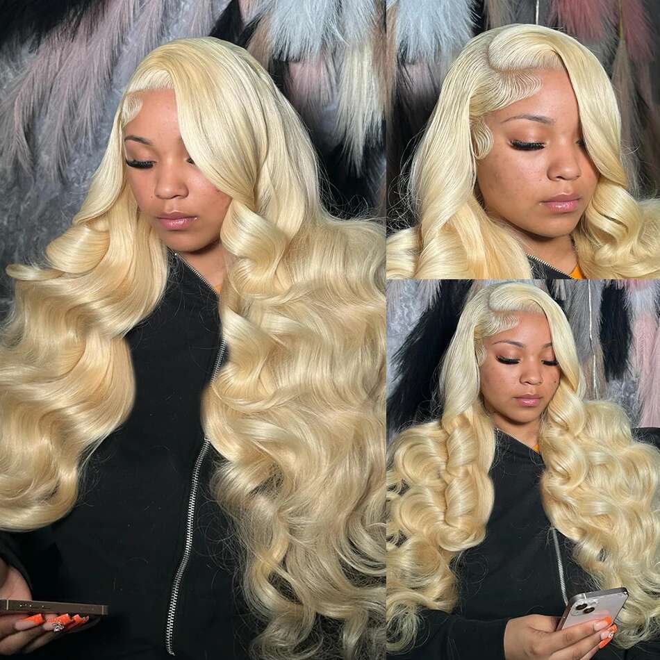 HD Bleached 613 Body Wave Honey Blonde Frontal Human Hair Wigs Brazilian Colored 13x4 Lace Front Wig For Women Pre Plucked