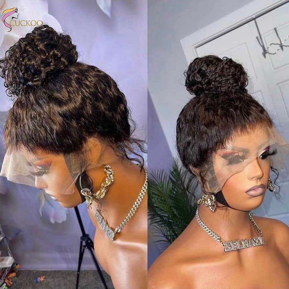250 Density 360 Full Pre Plucked Deep Front Human Hair Wigs Curly HD Transparent Lace frontal Wig