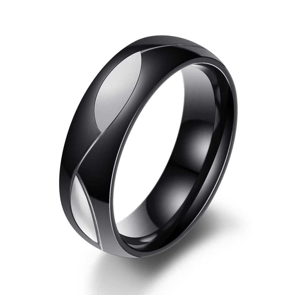 Fashion Black Wedding Rings for Men/Women CZ Couple Ring 316L Stainless Steel Engagement JewelryX240921