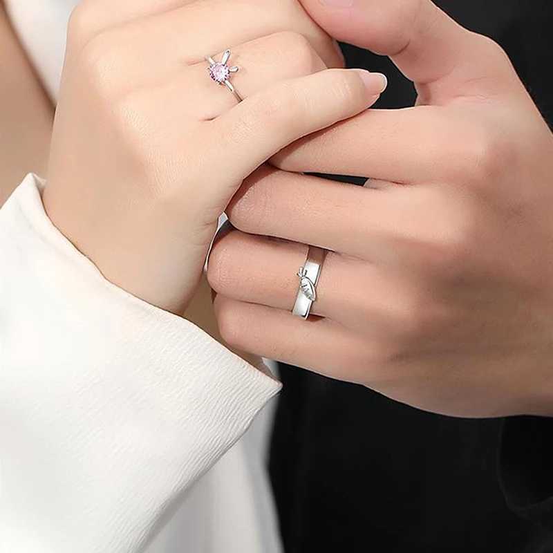 Sweet Cute Rabbit Carrot Couples Rings Adjustable Open Lovers Ring Simple Light Luxury Couple Paired Rings Valentine Day GiftX240921